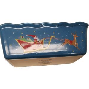 Christmas Nantucket Mini Loaf Dish With Pan Inserted Oven Safe EUC
